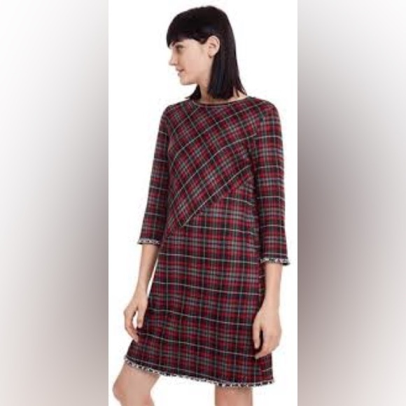 Desigual Women Crew Neck Short Sleeve Embellished A-Line Plaid Loverpool Dress S - Picture 7 of 7